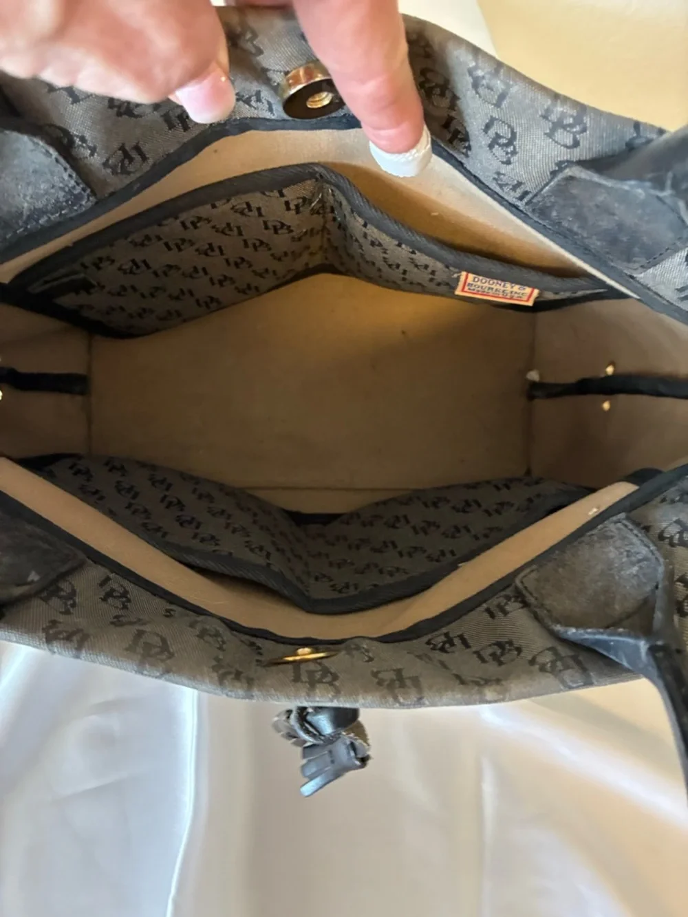 Dooney & Bourke Gray and Black Monogram Tote